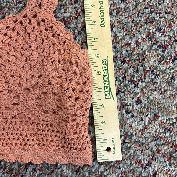 Taylor & Sage NWT Mauve Orange Crochet Cropped Back Button Bralette Top Size L - Picture 13 of 14